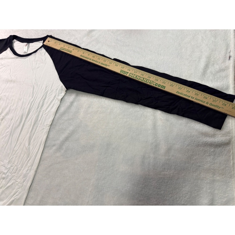 Royal Avalon Mens Baseball Raglan T-Shirt White Black Long Sleeve Cotton L - Picture 5 of 8